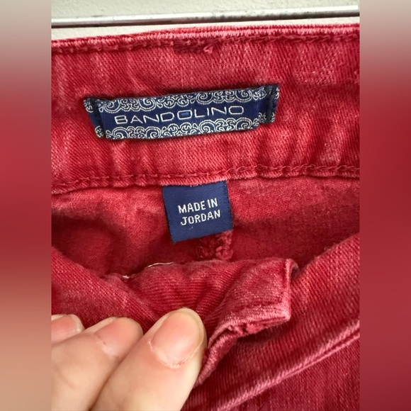 Bandolino Womens Jeans SZ 12 Red Denim Samantha Style Midrise Straight Pockets - Picture 2 of 10